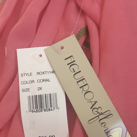 New Boho 2XL Chic Coral Artisy Lagenlook Embroidered Floral Tunic Top - Picture 11 of 11